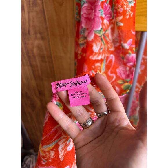 Betsey Johnson Floral Gauzy Wrap Shawl One Size - Picture 3 of 4